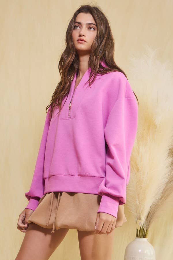 BUCKETLIST INC - Wholesale Sweatshirt - Women's - IT2154 Half Zip-up Scuba Sweatshirts32