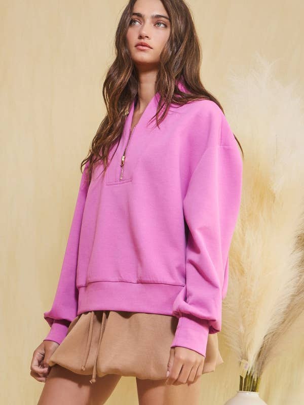 BUCKETLIST - Wholesale Sweatshirt – Women's - IT2154 Half Zip-up Scuba Sweatshirts42