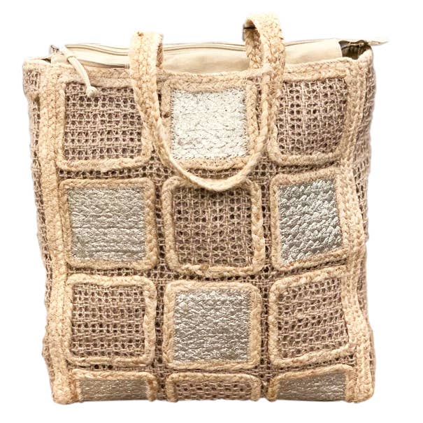 Chloe & Lex - Wholesale Tote Bag - Women's - SALE $5 ea (Regularly $24) Jute Squares Tote Bag2