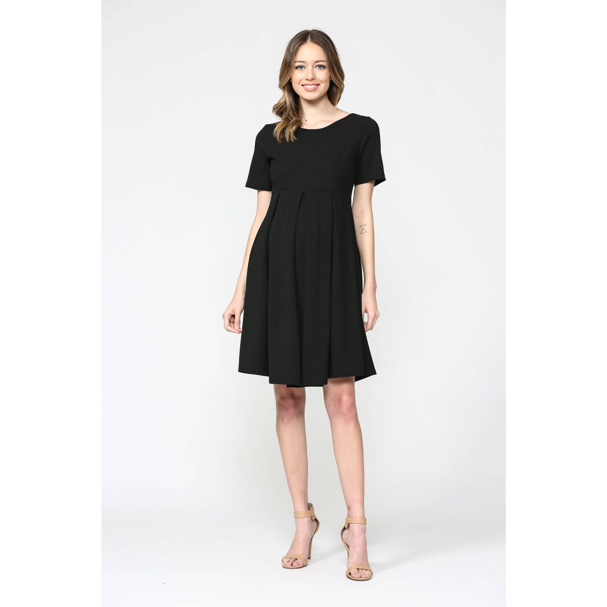 Hello Miz - Wholesale Dress - Maternity - Pleated Round Neck Maternity Skater Dress4