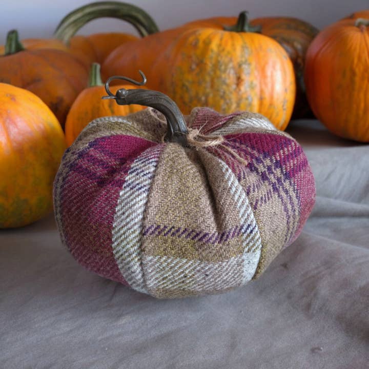 Balmoral Heather check Fabric pumpkins for wholesale on Faire