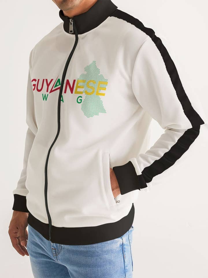 Chaqueta de chándal de manga a rayas con logotipo de mapa de Guyana Swag Guyana para hombre para venta al por mayor de Guyanese Swag
