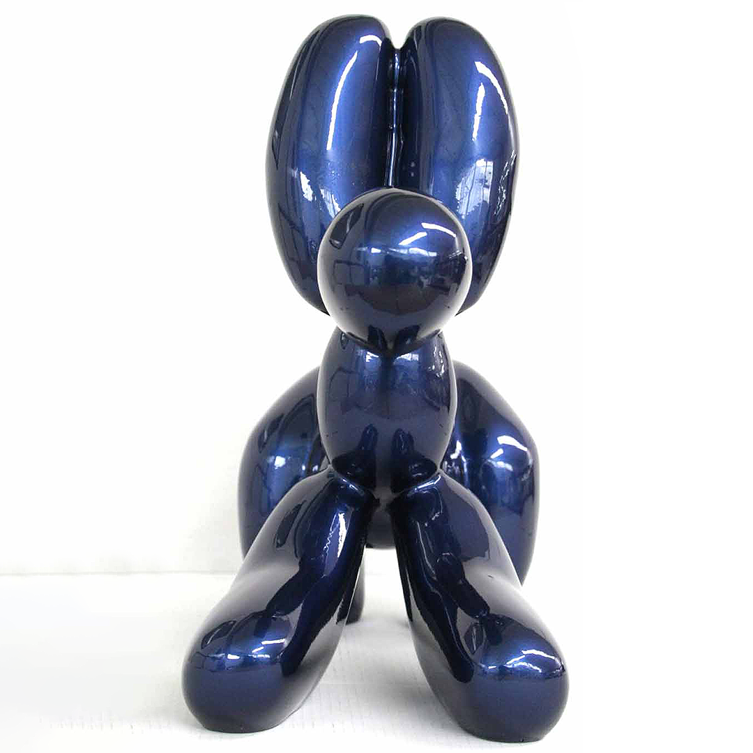 JULIARTE – wholesale Dekorativ statyett – Ballonghund Fetch blå metallisk - handmålad konstfigur3