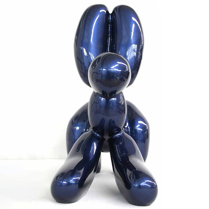 JULIARTE – wholesale Dekorativ statyett – Ballonghund Fetch blå metallisk - handmålad konstfigur3