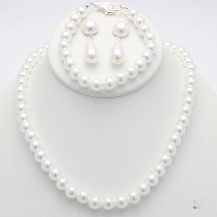PÄRLHALSBAND, ÖRHÄNGEN OCH ARMBANDSET, S 3275 för wholesale av JOIA ACCESSORIES