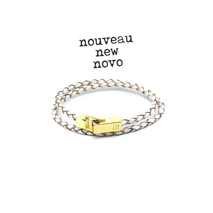 Men's Bracelet | MiraGaya - gold white sand vintage leather for wholesale by Être - Bracelets & Accessories