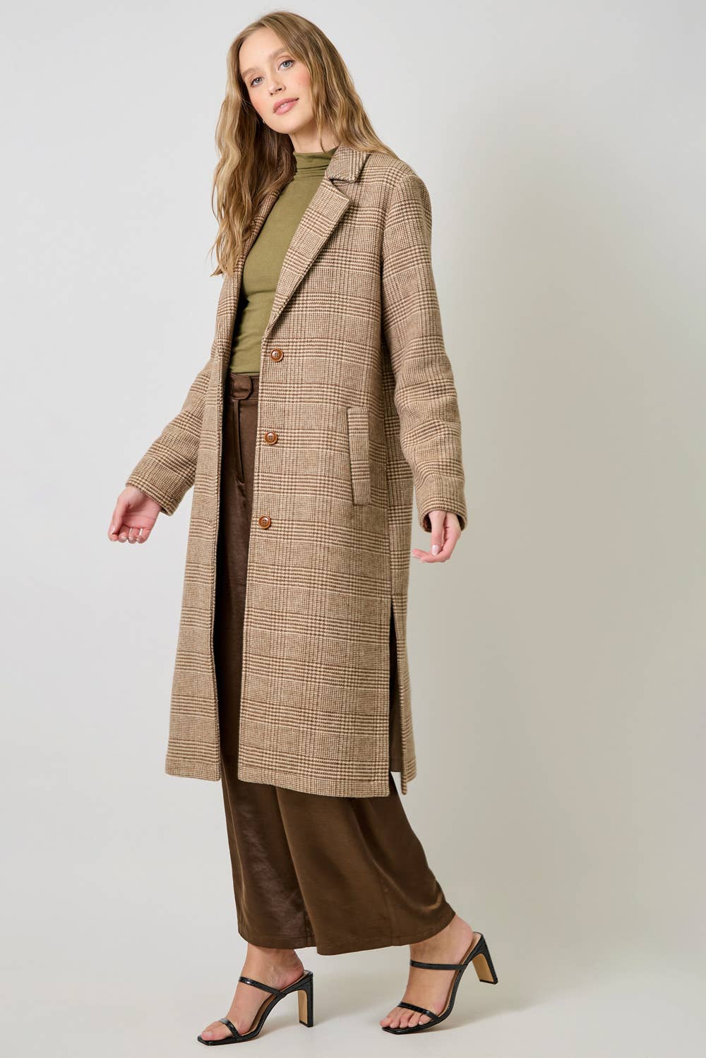 Mystree – Großhandel Mantel - Damen – Hahnentritt-Karomuster-Langmantel 611592