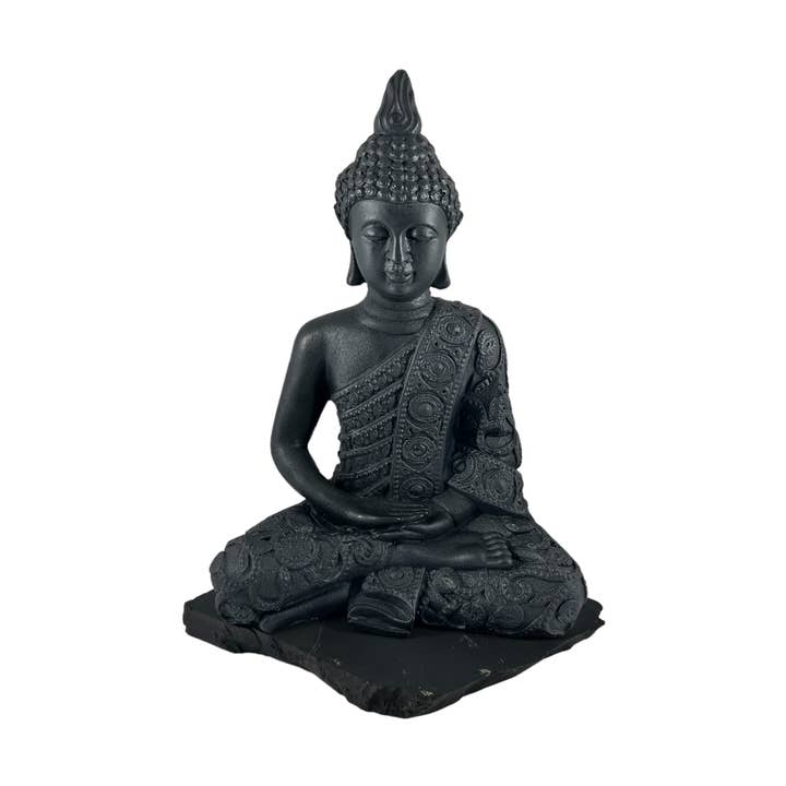 Figura de Buda de Shungit, tamaño grande para venta al por mayor de Quasar Gems USA
