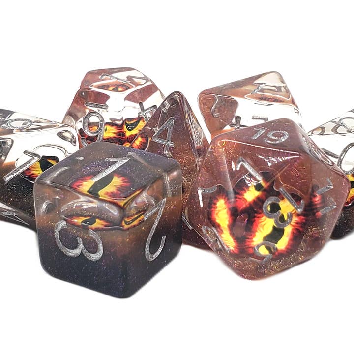 DnD RPG Dice Set: Infused - Dragon Eye - Brown for wholesale by Old School Dice