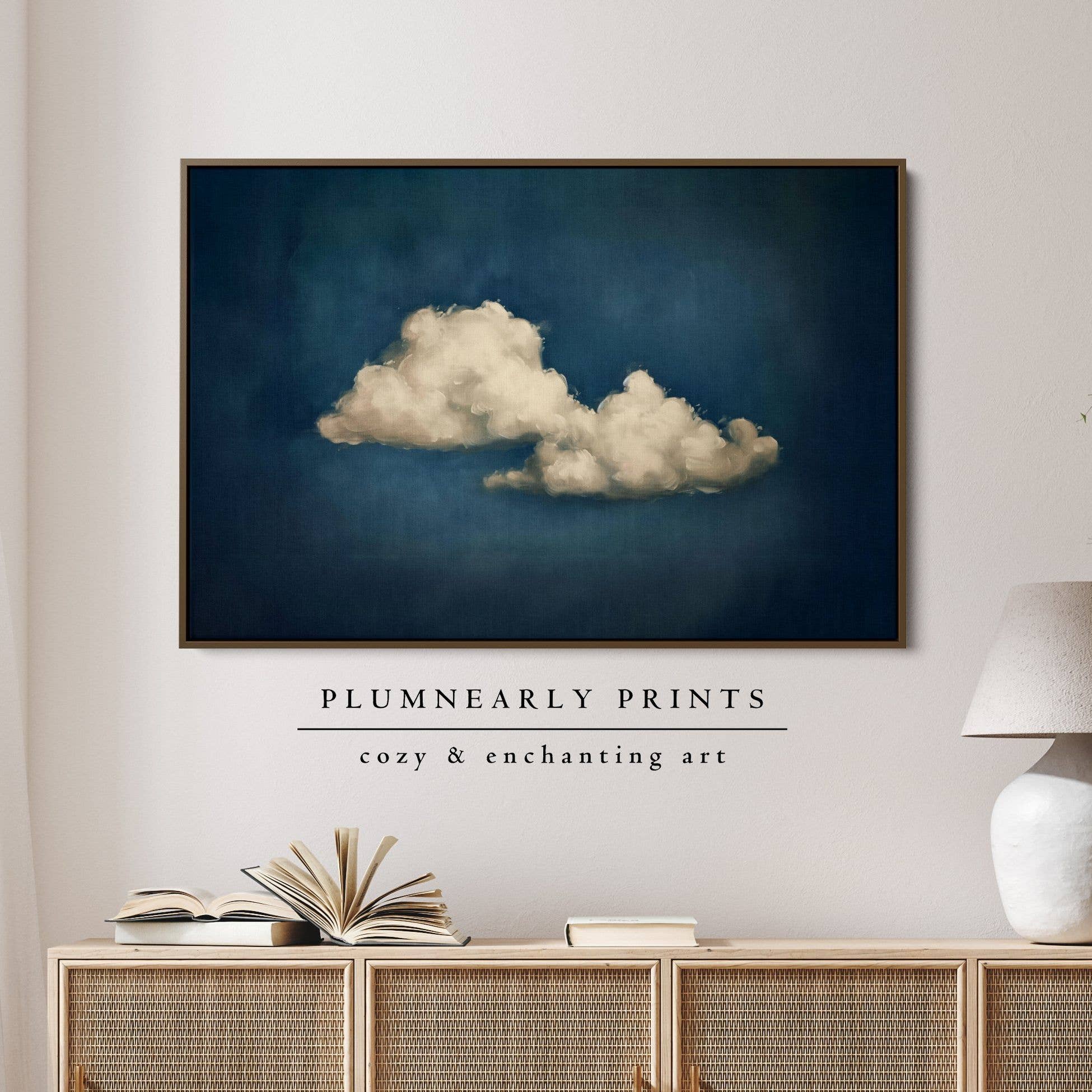 Plumnearly Prints - Wholesale Art Print - Indigo Blue Cloud Oil Painting Fine Art Print Poster 124