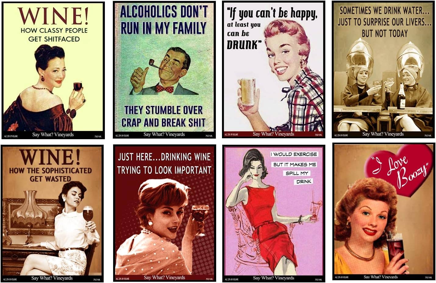 Funny Retro Vintage Themed Liquid Therapy Wine Bottle Labels for wholesale by NOVELTIES WHOLESALE INC
