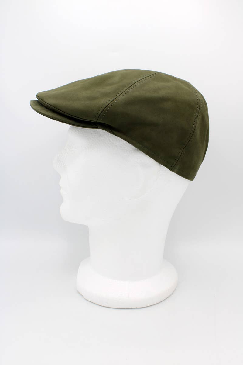 Hologramme Paris – Großhandel Newsboy Hat/Ballonmütze – Herren – 18260 Lederkappe – Khaki1