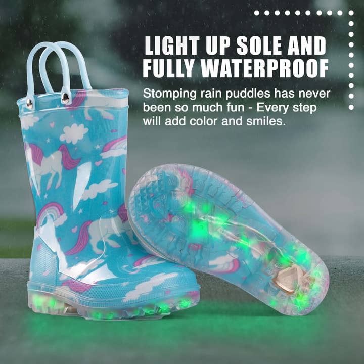 Eastern Off Price - Wholesale Rain Boots – Child - Norty Little Big Girls Rain Boots 41290- Turquoise Unicorns2