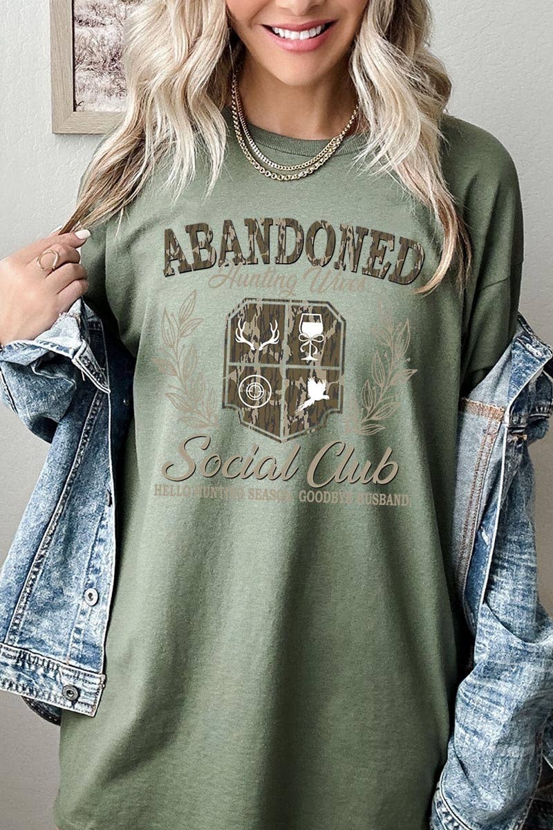 COLORBEAR – wholesale Grafisk T-shirt - Unisex – Abandoned Hunting Wife Graphic Tung bomullströja8