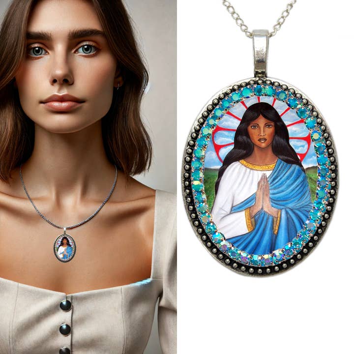 MariaSantissimaShop - Vendita all'ingrosso Collana con ciondolo/pendaglio - Lo spirito dello zingaro - Santa Sarah Kali in stile vittoriano 2