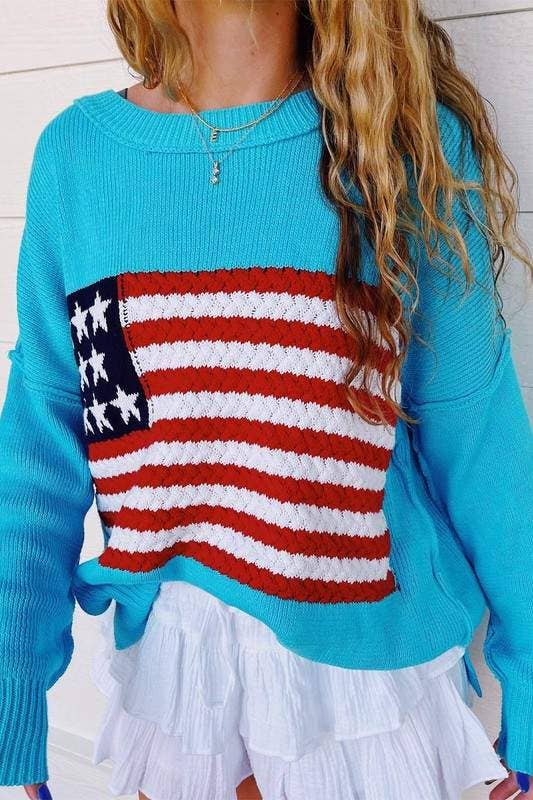 Queen Fashion - Wholesale Knit Sweater - Women's - us flag knitted sweater11