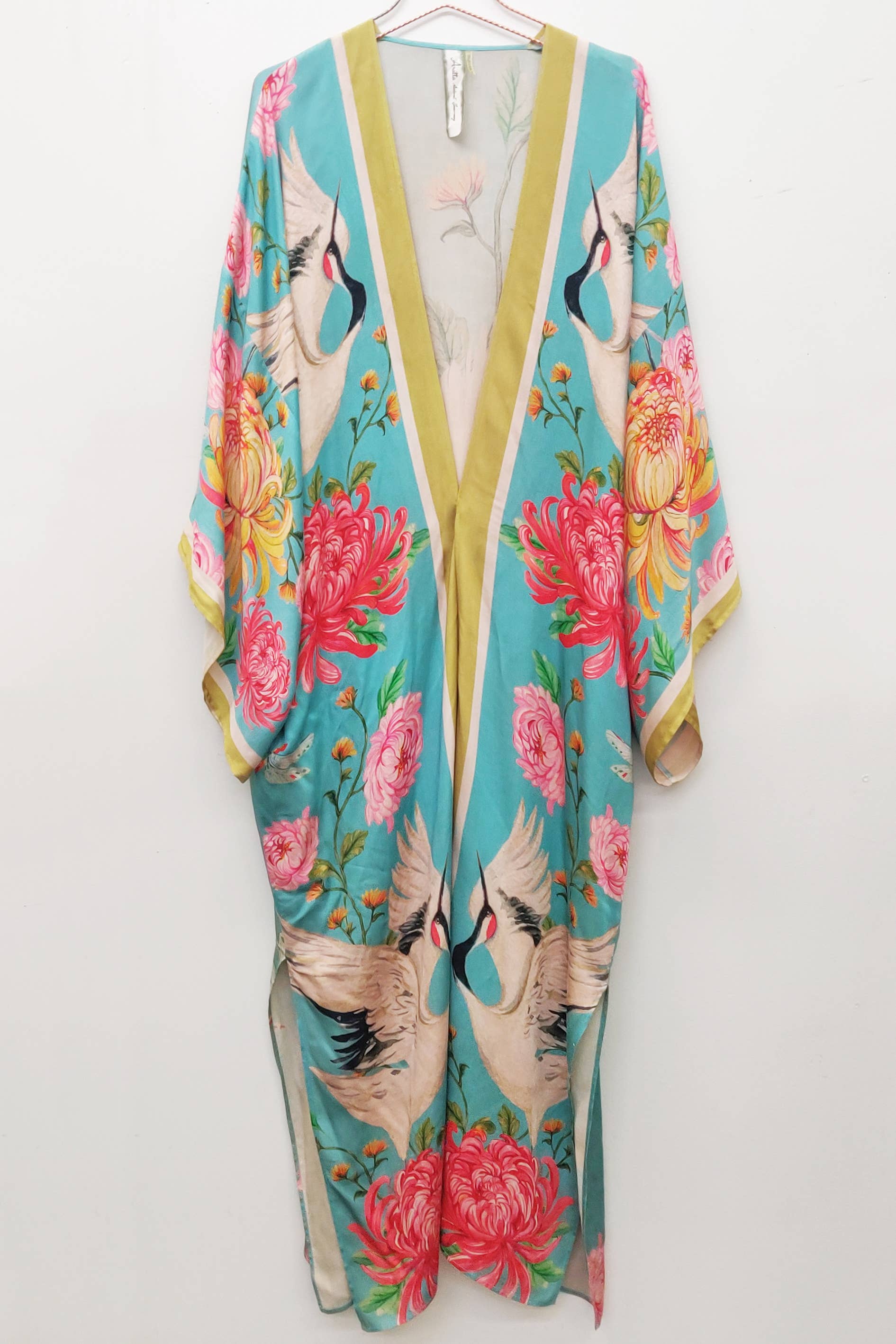 Vintage smaragd De Legende van de Kraanvogel Maxi Kimono / Topper voor groothandel op Faire10