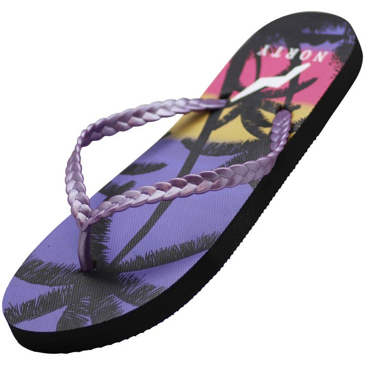Eastern Off Price - Wholesale Flip Flops - Women's - Norty Womens Flip Flops Beach Sandal 41399 Purple Braid
