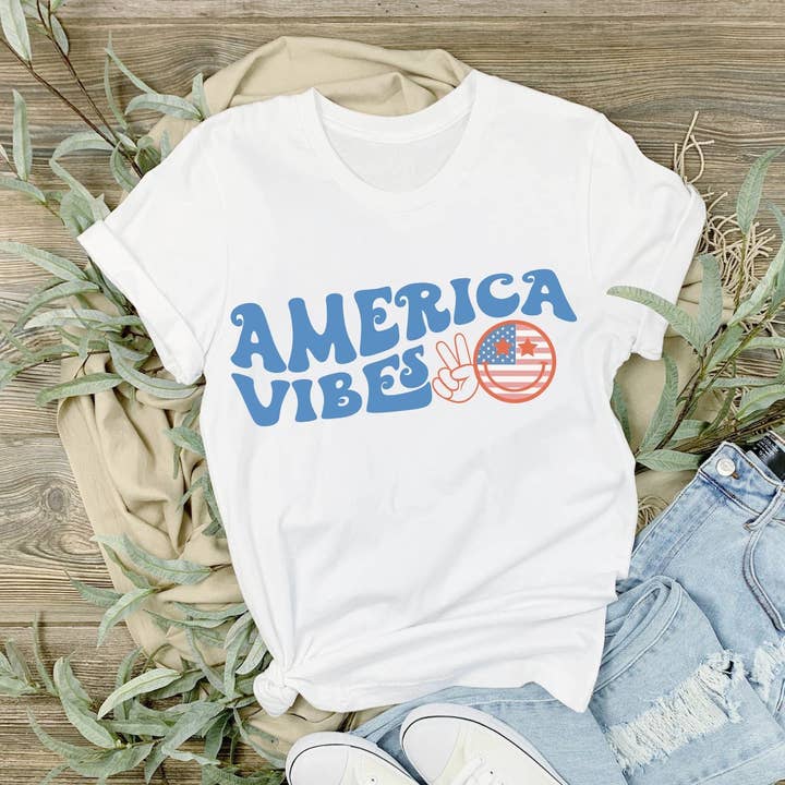 DTF TRANSFER - 4022 America Vibes Patriotic for wholesale by dBoldTees & DTF Transfers