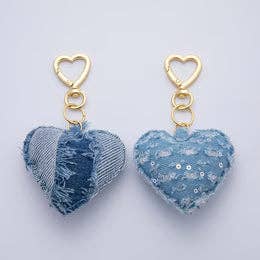 Blue Denim Puffy Heart ✦ BC-21WB145 - BC-21WB146 BC-21WB147 for wholesale by Simply Jewels
