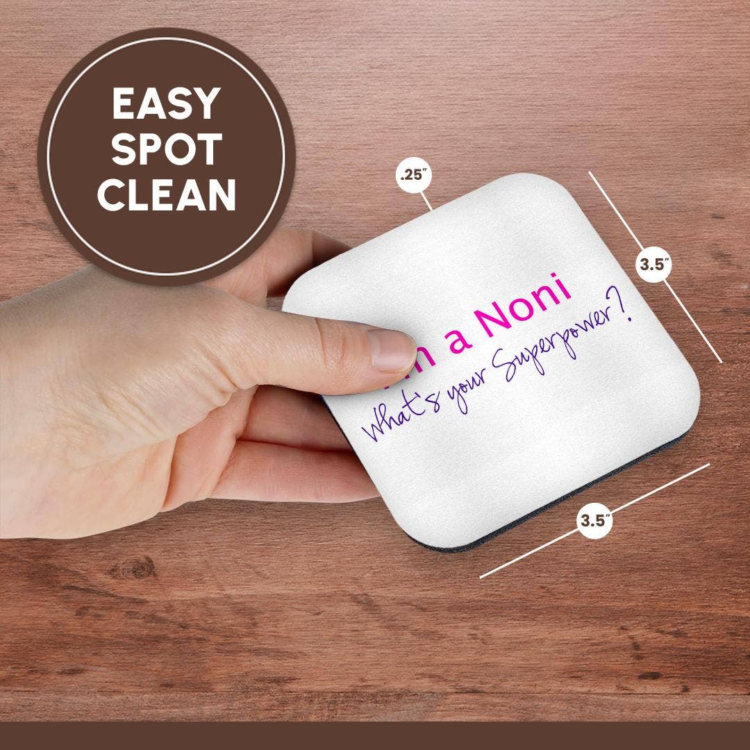 3dRose – Base de copos por atacado – 3dRose, Sou uma Noni - Qual é o teu superpoder - rosa choque - presente engraçado para avó, Base para Copos13