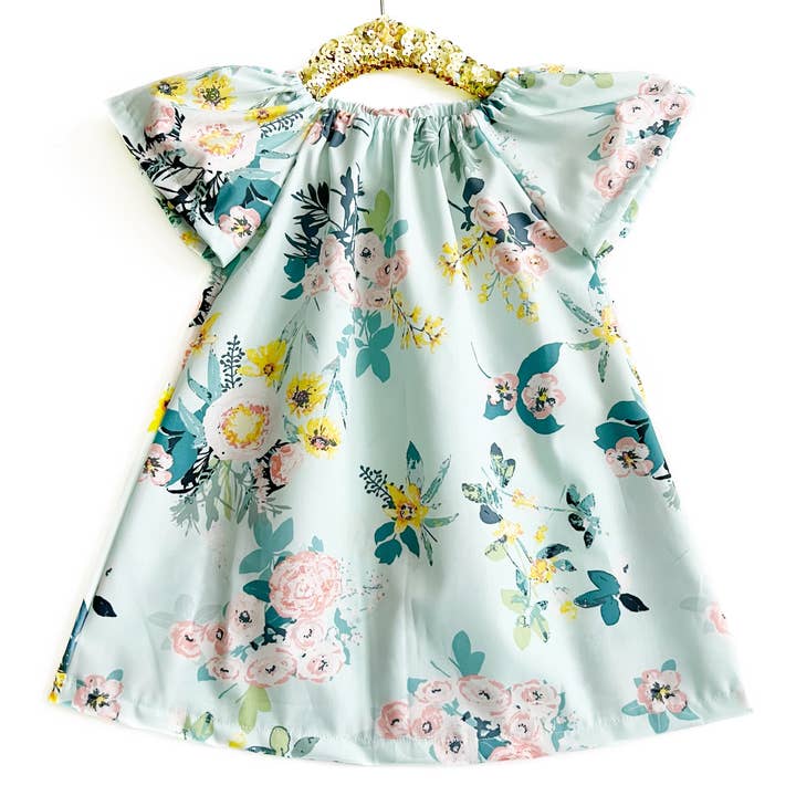 Light Mint Floral Girls Dress for wholesale by Cranky Peach