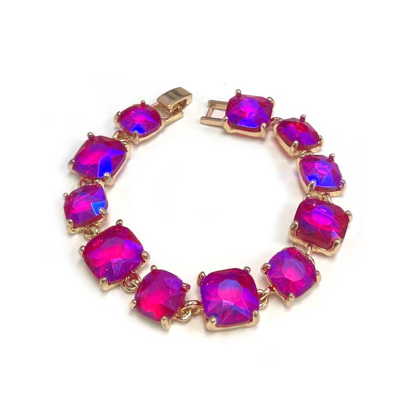 StarryNYC - Wholesale Link & Chain Bracelet - Cushion Cut Glass Crystal Linked Station Bracelet9