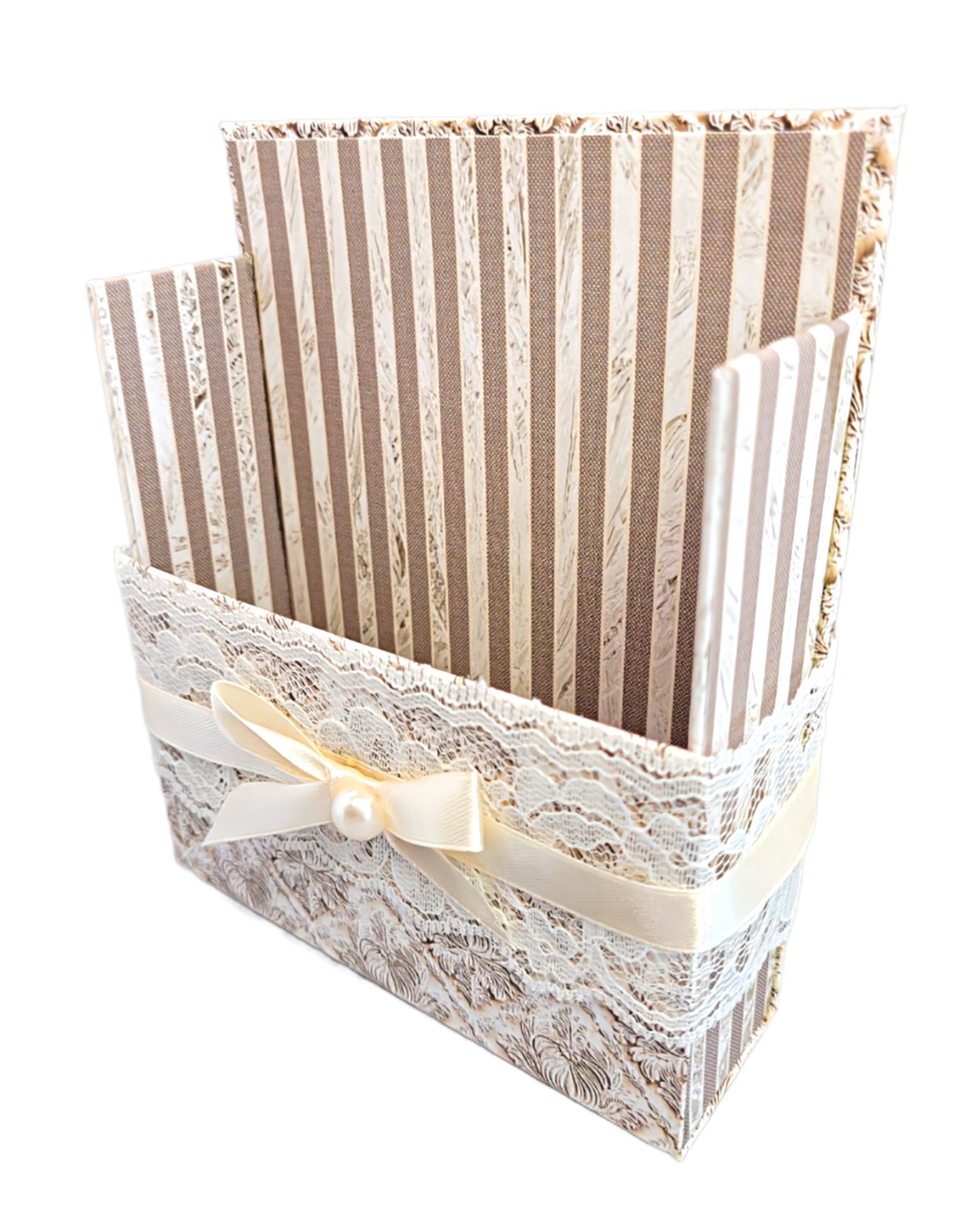 Chic Brico - Wholesale Stationery/Notecard Set - 42-Pc Stationery Gift Box Set w/Desk Organizer, Ivory & Lace5