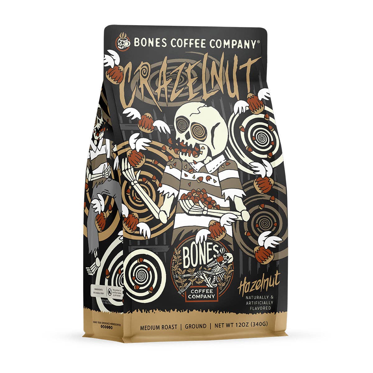 Bones Coffee Company - Vendita all'ingrosso Caffè in grani - Caffè al gusto Crazelnut | 340 g | Chicchi interi e macinato5