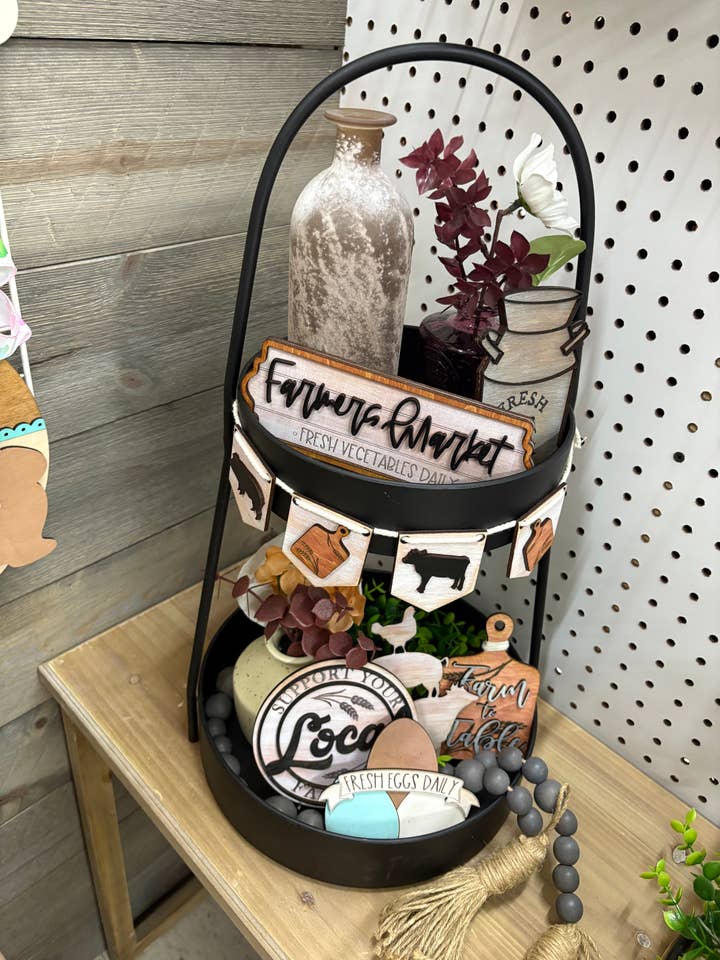 Farm To Table Tiered Tray Set for wholesale by PepperJack Designs