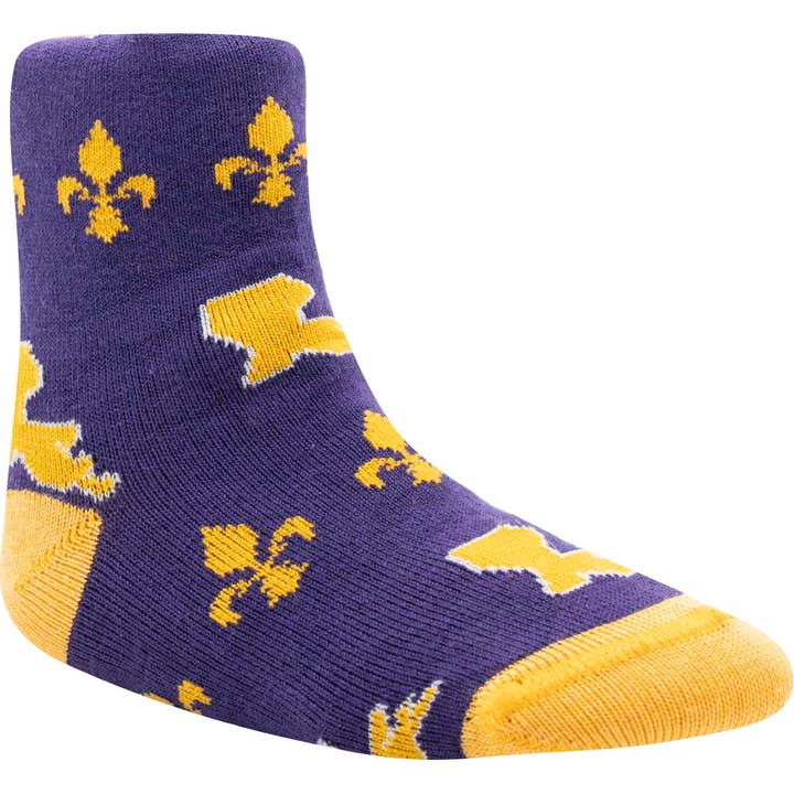 Toddlers' Purple and Yellow LA State Sock for wholesale by ELL & Atty
