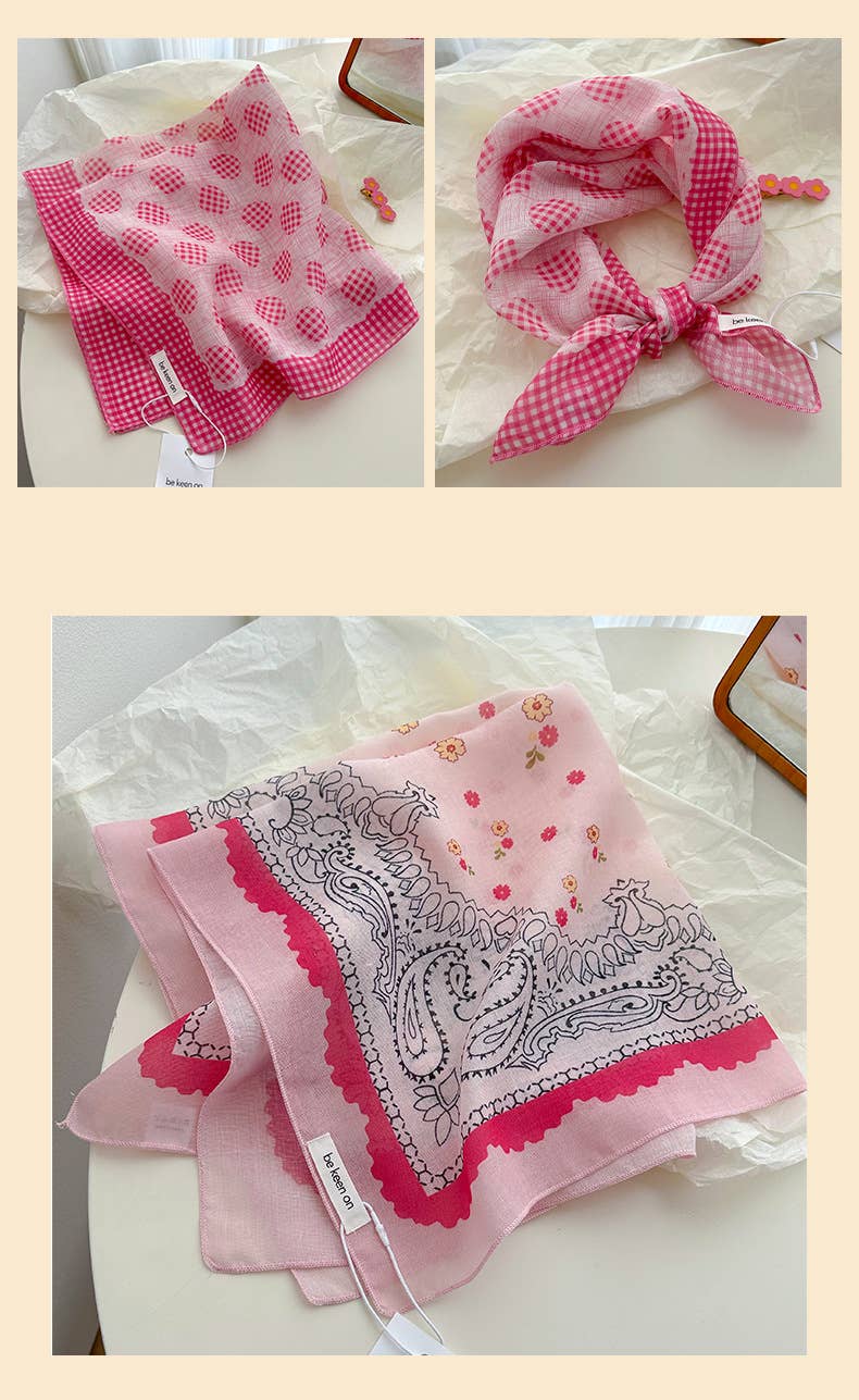 MKS America - Wholesale Bandana - Women's - pink fairy tale Floral Bandana Square scarf13