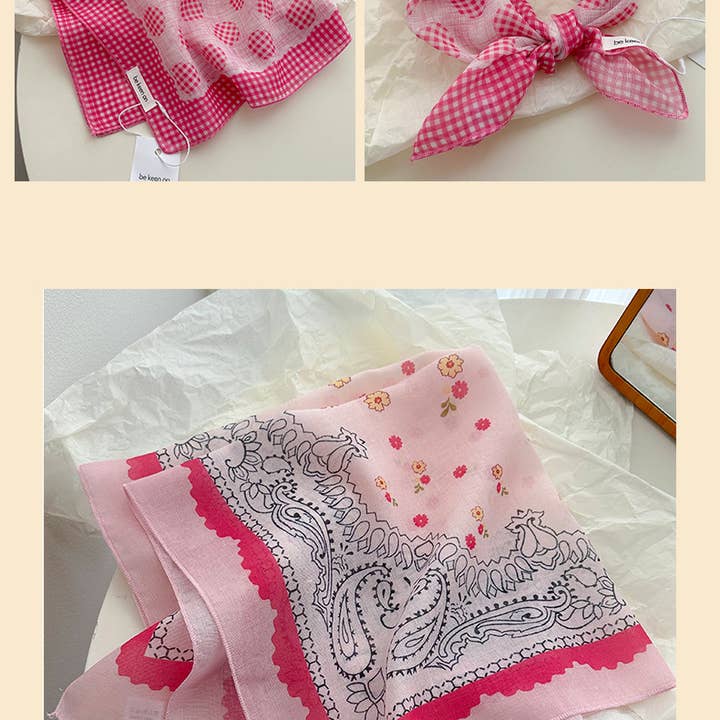MKS America - Wholesale Bandana - Women's - pink fairy tale Floral Bandana Square scarf13