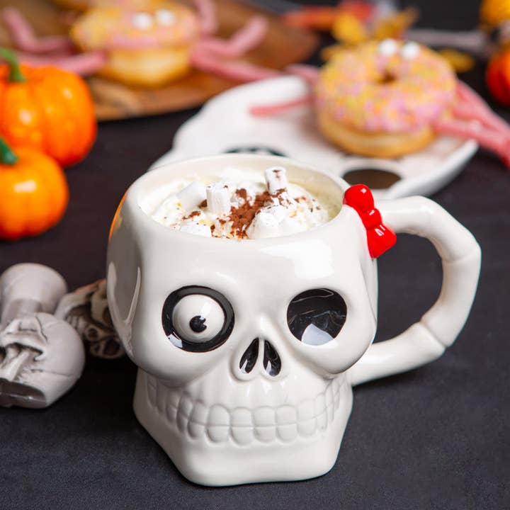Rinkit Ltd – wholesale Coffee mug – 750ml Halloween Skull Stoneware Mug - By Fax Potato2