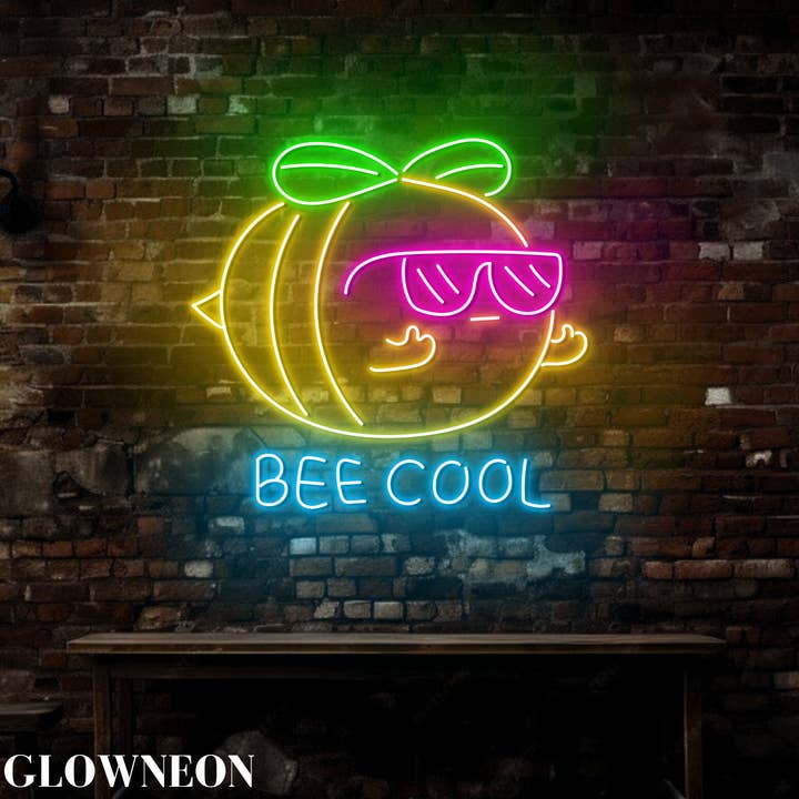 Glow Neon - Wholesale Neon sign - Bee Cool Led Sign, Bee Farm Wall Art, Honey Bee Shop Decor2