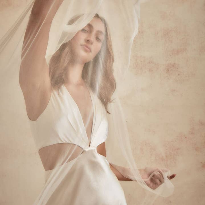 Dove Grey Accessories - Vente Voile – femme - Voile Juliette en tulle de soie Caitlin6