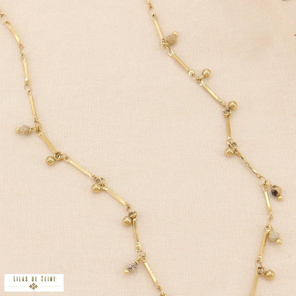 Lilas de Seine - Wholesale Pendant/Charm Necklace - Stainless steel bead charm necklace stone 01240735