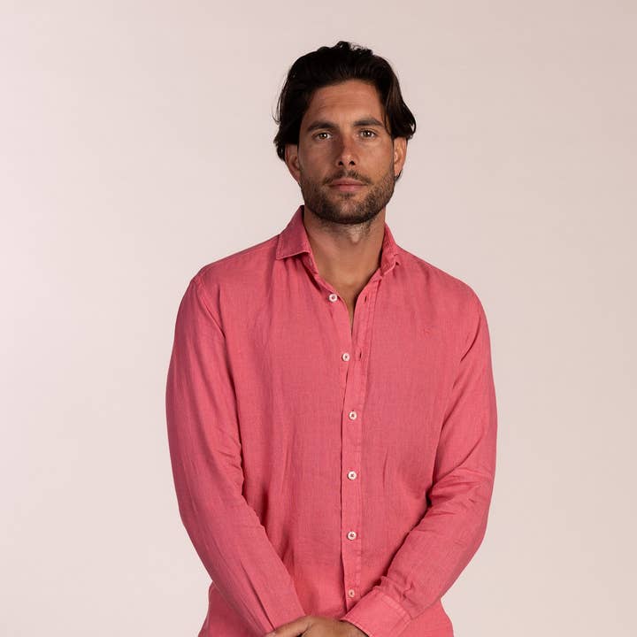 Leinenhemd Kaugummirosa | Lanzarote für den Großhandel von Custi Mikelo: Made in Spain