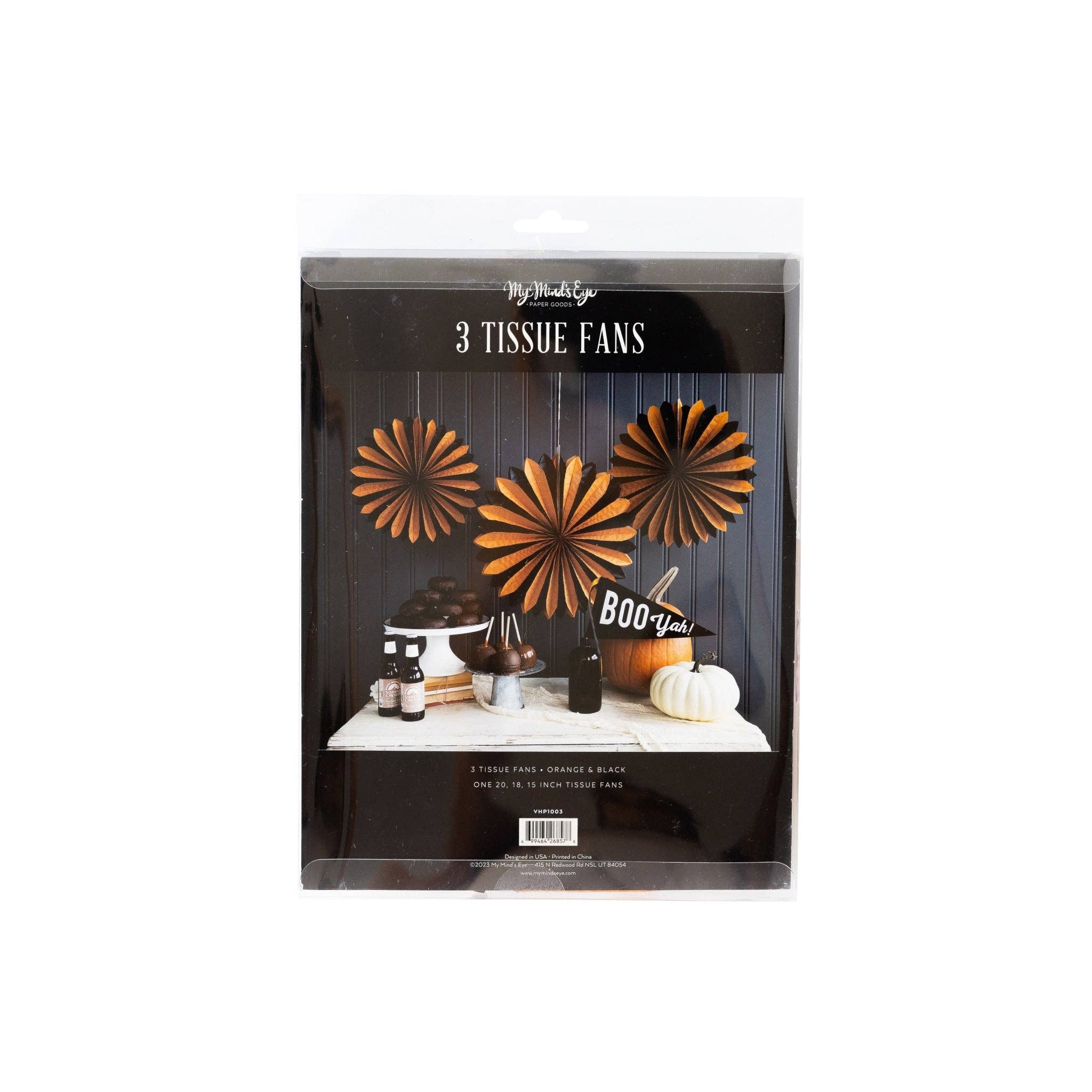 My Mind’s Eye - Wholesale Papier/tissuewaaiers - VHP1003 - Vintage grote zakdoekventilatoren in zwart en oranje voor Halloween6