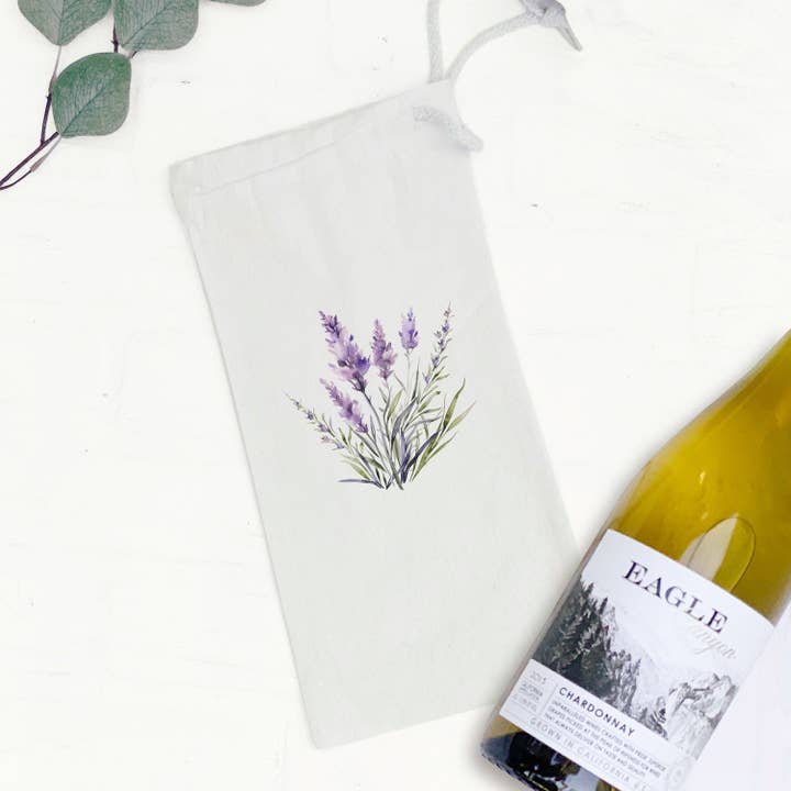 Watercolor Lavender - Canvas Wine Bag for wholesale by Indigo Tangerine