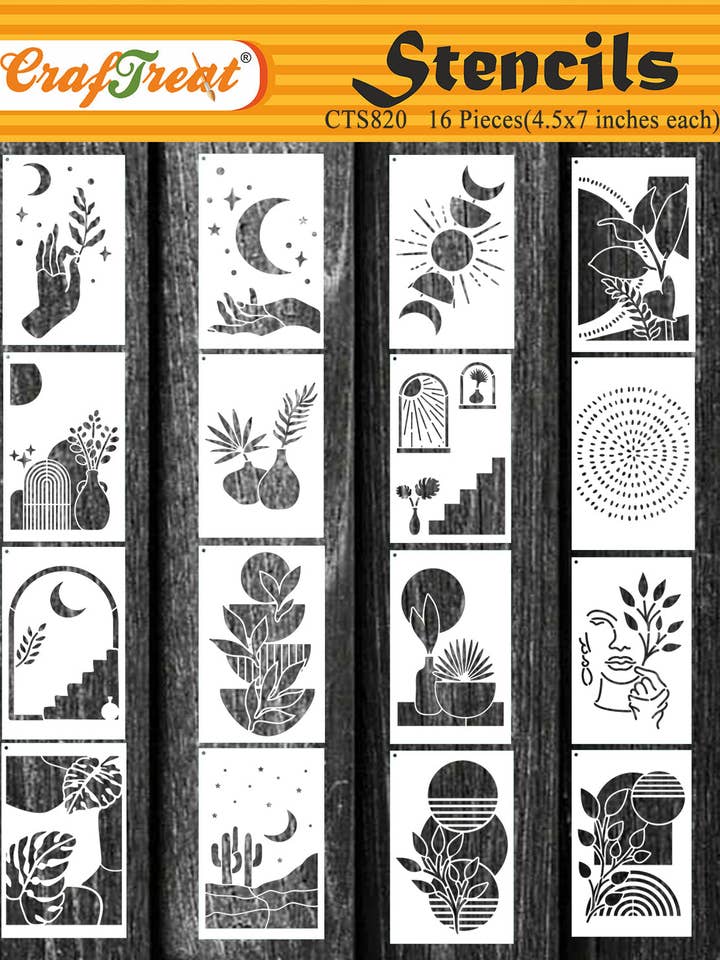 CrafTreat Modern Boho Stencil for Art Paintings, Boho Shapes Home Decorating Stencils for Crafts for wholesale by CrafTreat