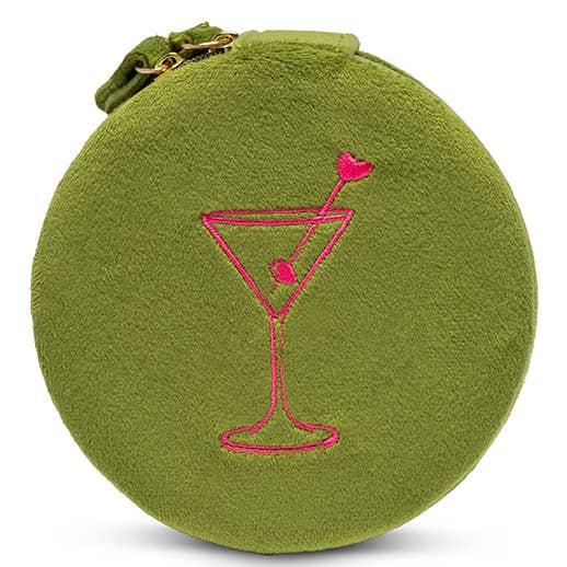 Living Royal - Wholesale Travel Container - Velvet Jewelry Zip Case / Travel Organizer - Martini - Olive0