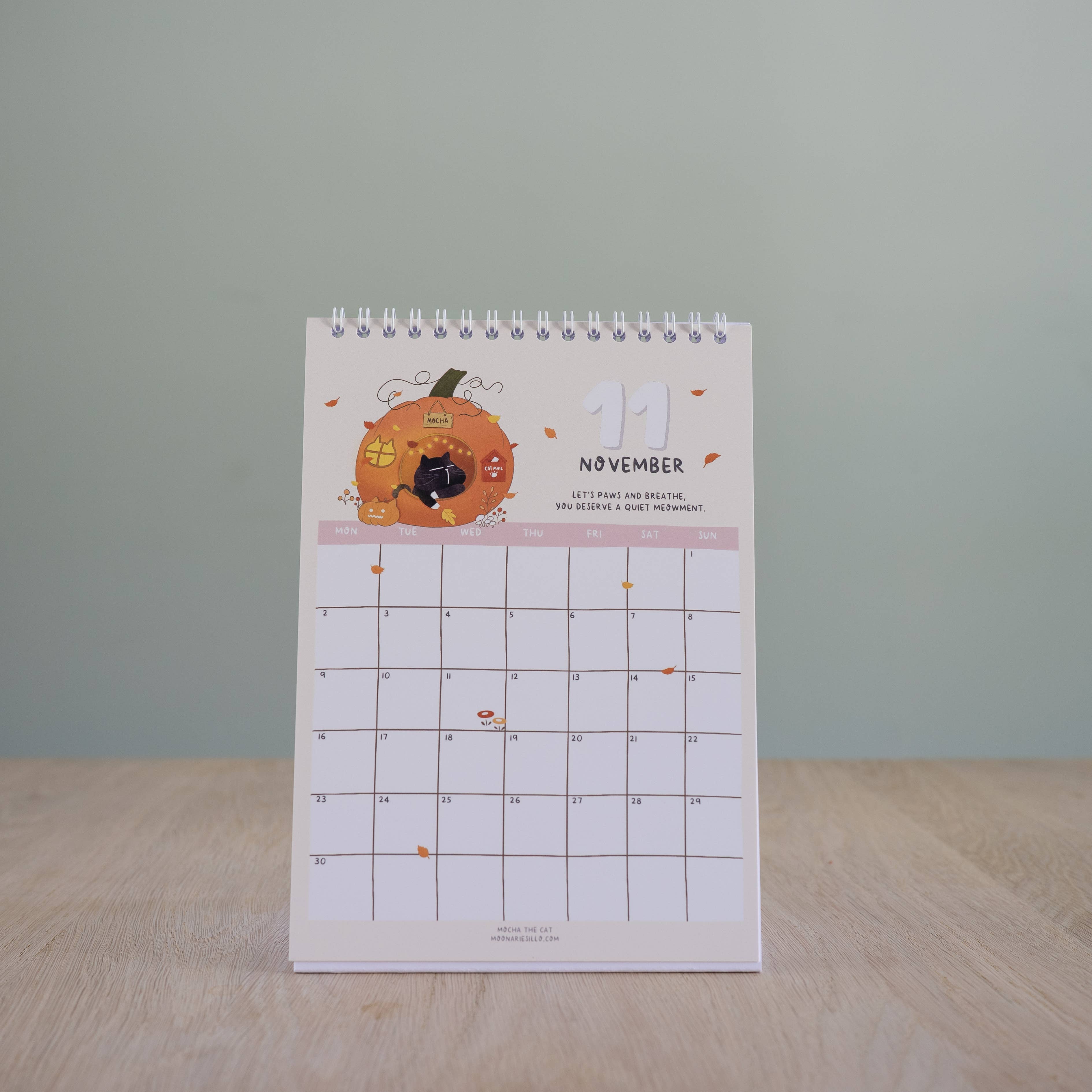 Moonaries illo - Wholesale Calendar - Cute Black Cat Desk Calendar 2026 - A5 portrait11