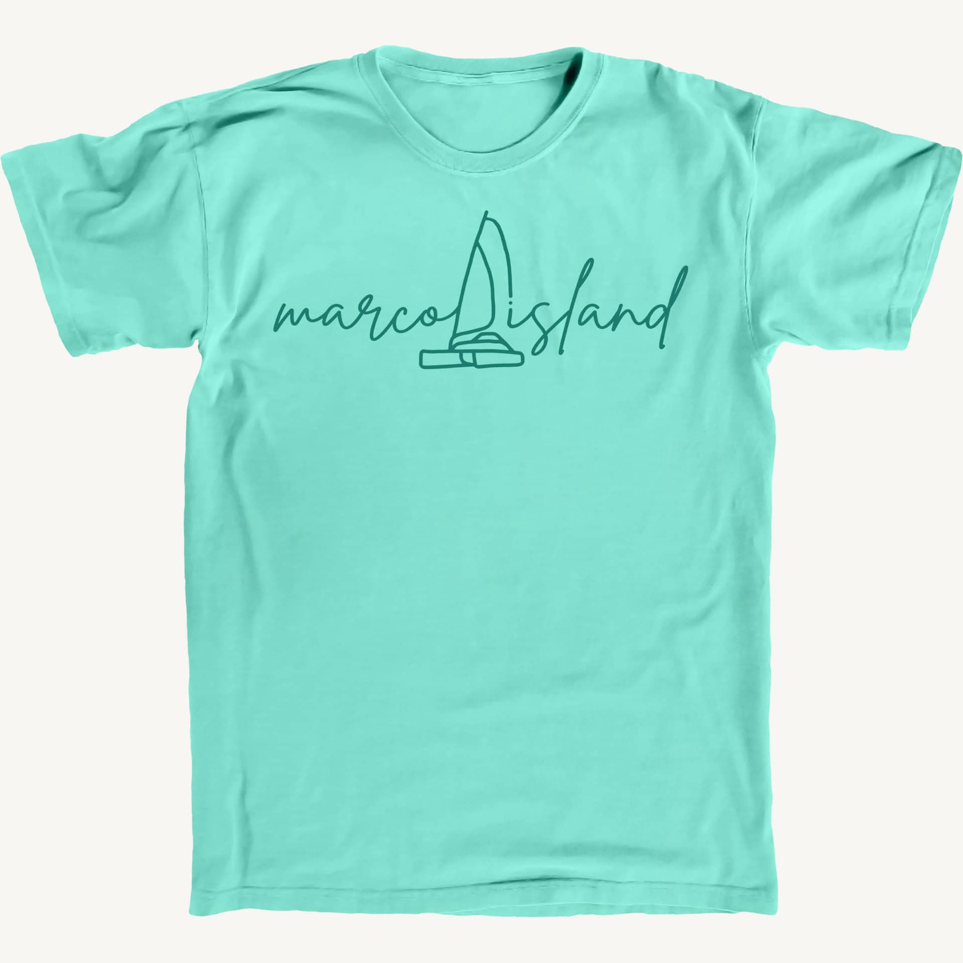 Marco Island Single Line Boat Premium Tee for wholesale on Faire0