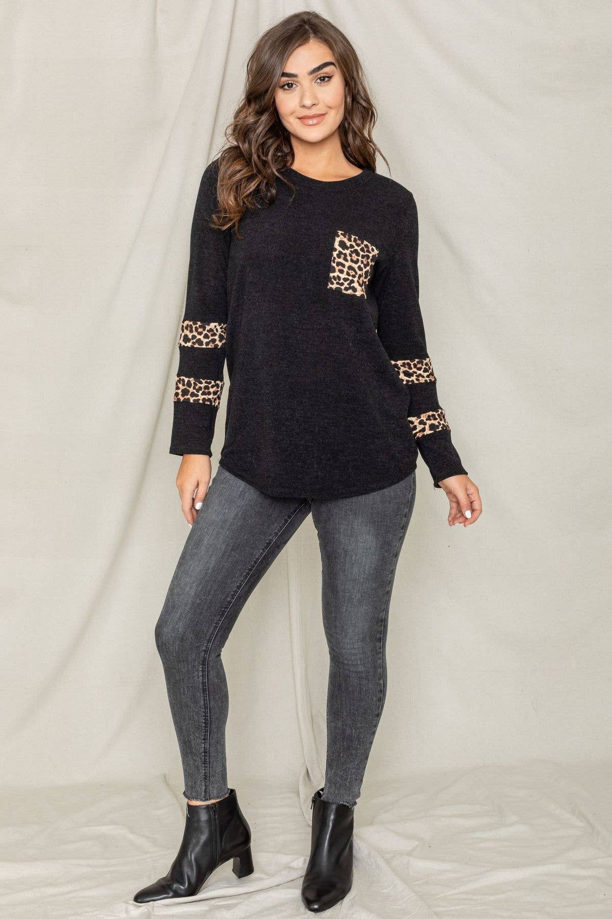 EG fashion – wholesale Tunika - Dam – Leopard bröstficka tunika5