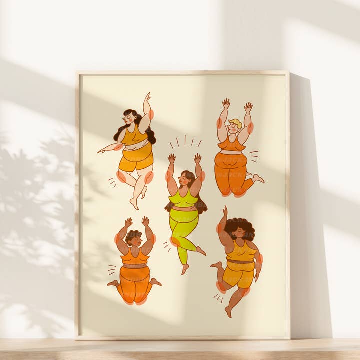 Jack and Bec - Wholesale Art Print - "Fellow Fats" Print, Body Positivity, Plus Size Art1