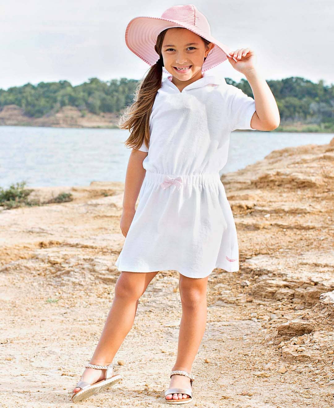RuffleButts + RuggedButts - Wholesale Swim Cover Up - Kids - Girls White Terry Cover-Up3