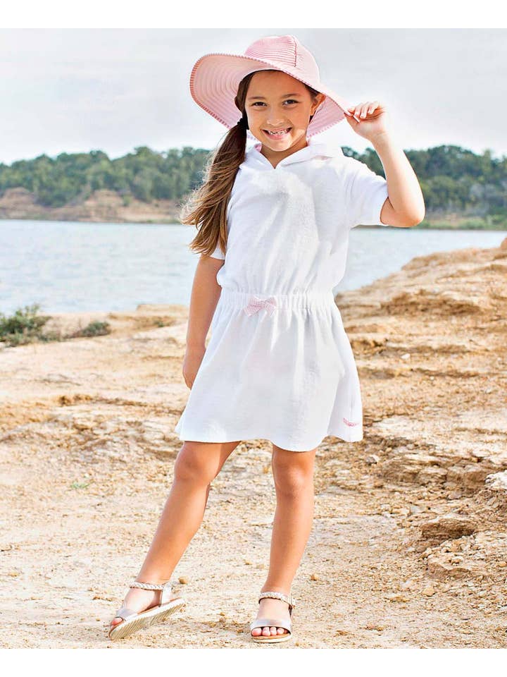 RuffleButts + RuggedButts - Wholesale Swim Cover Up - Kids - Girls White Terry Cover-Up
3