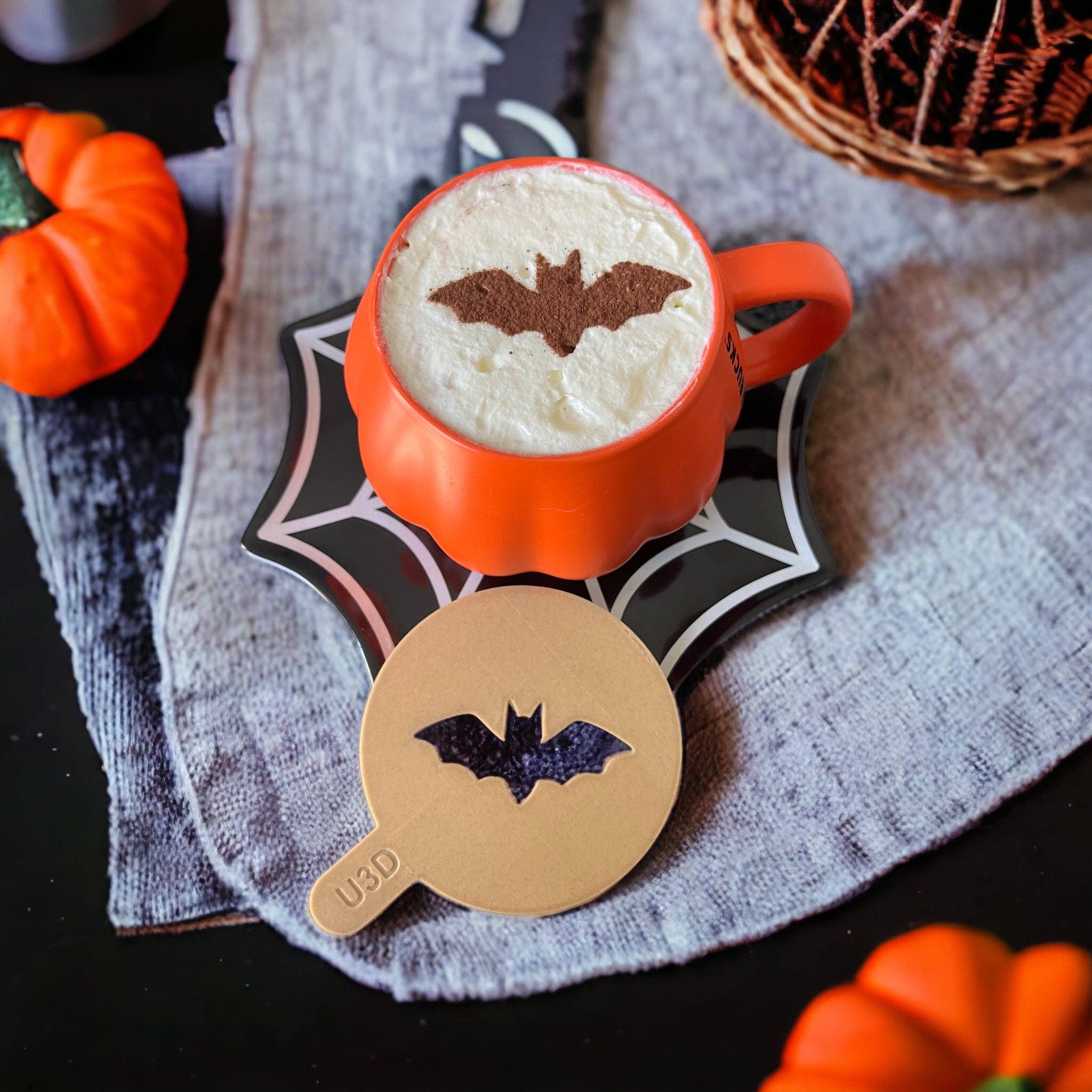 Uniberry 3D - Wholesale Drink Topper - Bat Stencil - Halloween