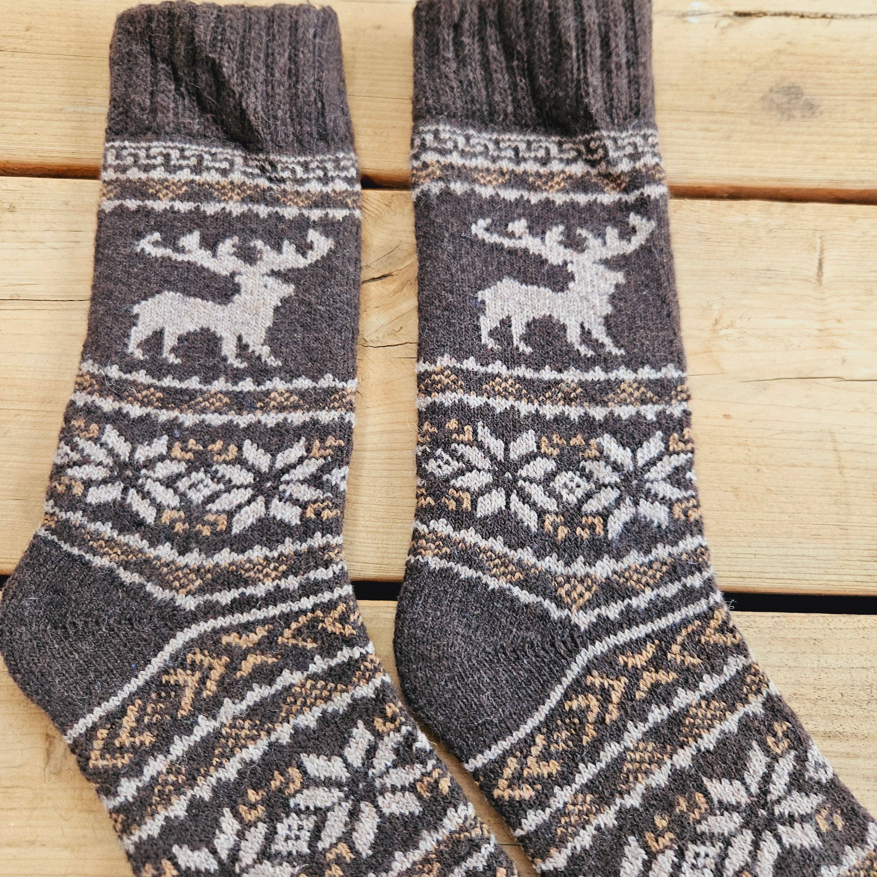 NorraVilla - Wholesale Socks - Women's - Alpaca wool socks - Nordic Unisex REINDEER - 39-46 6